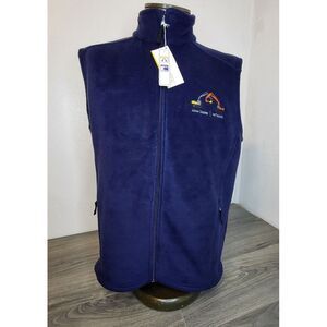 North End Vest Mens Large Core 365 Blue Fuzzy Full Zip NWT John‎ Deere Hitachi